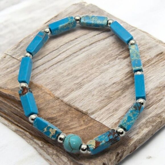 Boho Turquoise Beaded Bracelet Bohemian Western Tribal Aztec Fashion Jewelry NWT - Picture 1 of 4